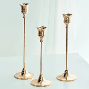 3pc Candlestick Holders Kit Brass Gold Candlestick Set Wedding Table Decorative Candlestick Stand for Party Dinning acacuss