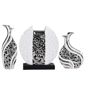3pcs/set Gold Plated Porcelain Vase Vintage Advanced Ceramic Flower Vase For Room Study Hallway Home Wedding Decor With Flower acacuss
