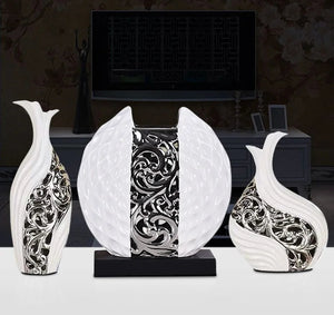 3pcs/set Gold Plated Porcelain Vase Vintage Advanced Ceramic Flower Vase For Room Study Hallway Home Wedding Decor With Flower acacuss
