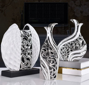 3pcs/set Gold Plated Porcelain Vase Vintage Advanced Ceramic Flower Vase For Room Study Hallway Home Wedding Decor With Flower acacuss