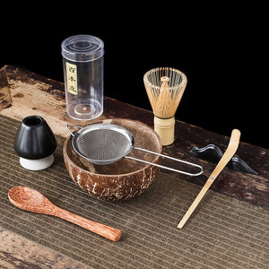 4-7pcs Handmade Home Easy Clean coconut Matcha Tea Set Tool Stand Kit Bowl Whisk ScoopBirthday gift Ceremony Kitchen supplies acacuss