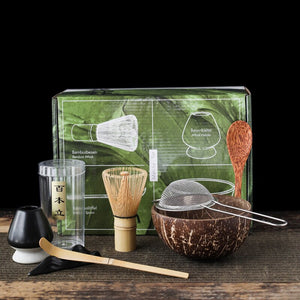 4-7pcs Handmade Home Easy Clean coconut Matcha Tea Set Tool Stand Kit Bowl Whisk ScoopBirthday gift Ceremony Kitchen supplies acacuss