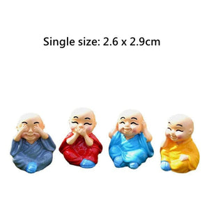 4 Pcs/set of Little Monk Resin Crafts Micro Landscape DIY Ornaments Flower Pot Garden Decoration Buddhist Monk Miniature acacuss