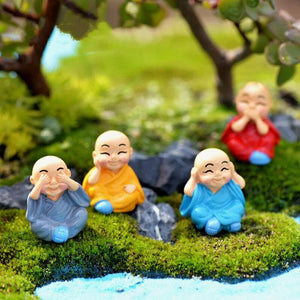 4 Pcs/set of Little Monk Resin Crafts Micro Landscape DIY Ornaments Flower Pot Garden Decoration Buddhist Monk Miniature acacuss