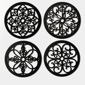 4 Pieces Black Wooden Wall Decor Farmhouse Wall Art Decor Hollow Carved Design for Living Room Bedroom Office Kitchen Decoration acacuss