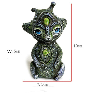 4 Styles New Biological Fantasy Resin Ornaments Garden Sculpture Artifact Three-eyed Alien Figurines Home Decoration Accessories acacuss
