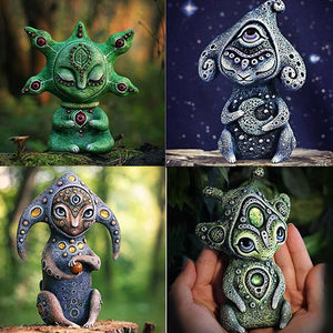 4 Styles New Biological Fantasy Resin Ornaments Garden Sculpture Artifact Three-eyed Alien Figurines Home Decoration Accessories acacuss