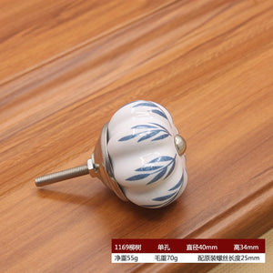 40mm Ceramic Single Hole Handle European Antique Mediterranean Drawer Pulls Cabinet Knobs Wardrobe Shoe Cabinet Door Handles acacuss