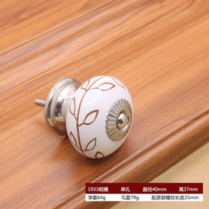 40mm Ceramic Single Hole Handle European Antique Mediterranean Drawer Pulls Cabinet Knobs Wardrobe Shoe Cabinet Door Handles acacuss