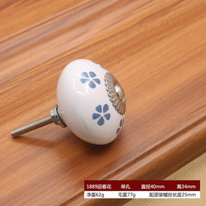 40mm Ceramic Single Hole Handle European Antique Mediterranean Drawer Pulls Cabinet Knobs Wardrobe Shoe Cabinet Door Handles acacuss