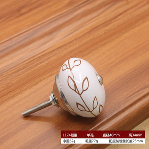 40mm Ceramic Single Hole Handle European Antique Mediterranean Drawer Pulls Cabinet Knobs Wardrobe Shoe Cabinet Door Handles acacuss