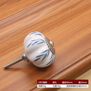 40mm Ceramic Single Hole Handle European Antique Mediterranean Drawer Pulls Cabinet Knobs Wardrobe Shoe Cabinet Door Handles acacuss