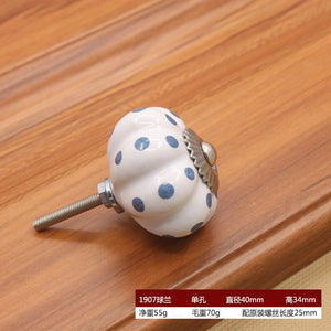 40mm Ceramic Single Hole Handle European Antique Mediterranean Drawer Pulls Cabinet Knobs Wardrobe Shoe Cabinet Door Handles acacuss