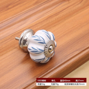 40mm Ceramic Single Hole Handle European Antique Mediterranean Drawer Pulls Cabinet Knobs Wardrobe Shoe Cabinet Door Handles acacuss