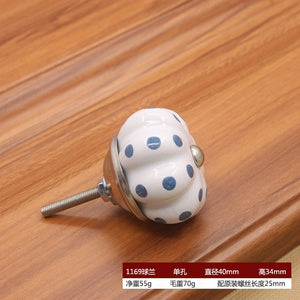 40mm Ceramic Single Hole Handle European Antique Mediterranean Drawer Pulls Cabinet Knobs Wardrobe Shoe Cabinet Door Handles acacuss