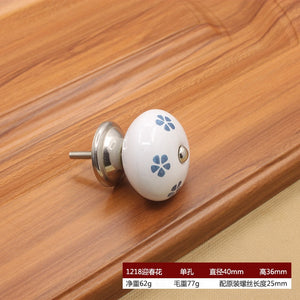 40mm Ceramic Single Hole Handle European Antique Mediterranean Drawer Pulls Cabinet Knobs Wardrobe Shoe Cabinet Door Handles acacuss