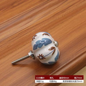 40mm Ceramic Single Hole Handle European Antique Mediterranean Drawer Pulls Cabinet Knobs Wardrobe Shoe Cabinet Door Handles acacuss