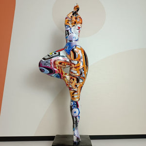 46cm Tall Colorful Charming Abstract Lady Sculpture Woman Beauty Statue Interior Entrance Home Living Room Decoration Art acacuss