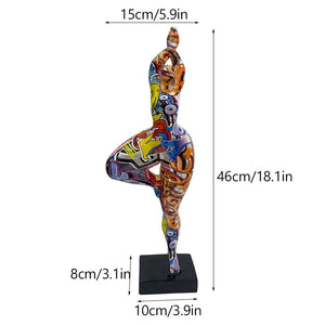 46cm Tall Colorful Charming Abstract Lady Sculpture Woman Beauty Statue Interior Entrance Home Living Room Decoration Art acacuss