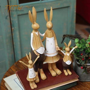 4pcs Rabbit Resin Figurines Easter Gift for Kids Easter Decoration for Home New 2023 acacuss