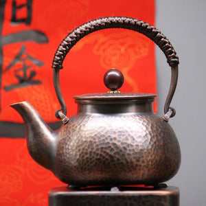 500ML Handmade Antique Copper Pot For Home Pure Copper Boiling Kettle Thickened Red Copper Teapot Health Tea Kettle acacuss