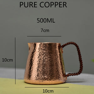 500ml Pure Copper Latte Pitcher Milk Jug Water Pots Kettles Hammer Handcraft Drinkware Tableware acacuss