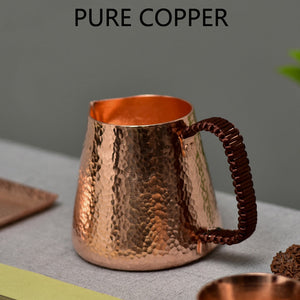 500ml Pure Copper Latte Pitcher Milk Jug Water Pots Kettles Hammer Handcraft Drinkware Tableware acacuss