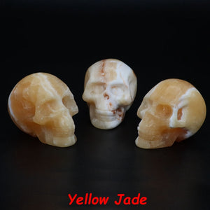 50mm Skull Head Statue Natural Stone Healing Crystal Reiki Carved Witchcraft Gemstone Figurine Crafts Home Decor Halloween Gifts acacuss