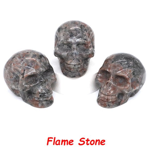 50mm Skull Head Statue Natural Stone Healing Crystal Reiki Carved Witchcraft Gemstone Figurine Crafts Home Decor Halloween Gifts acacuss