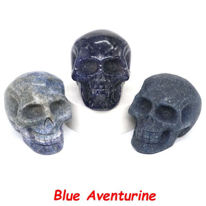 50mm Skull Head Statue Natural Stone Healing Crystal Reiki Carved Witchcraft Gemstone Figurine Crafts Home Decor Halloween Gifts acacuss