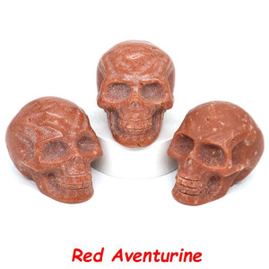 50mm Skull Head Statue Natural Stone Healing Crystal Reiki Carved Witchcraft Gemstone Figurine Crafts Home Decor Halloween Gifts acacuss