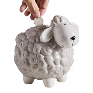 Creative Nordic KawaiiCartoon Little Sheep Piggy Bank Children's Room Desk Savings Box Decoration Coin Storage Animal Ornaments acacuss