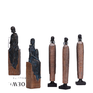 Antique African Figures Statues Resin Scandinavian Style Portrait Sculpture Female New Decoration Home Tribal Black Female Gife acacuss