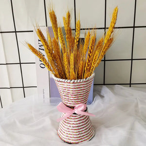 55cm New Artificial Flowers Wrought Iron Rattan Vases Country Style Flower Arrangement Vase Wedding Hotel DIY Home Decoration acacuss