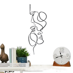 Black Metal Wall Art Wall Hanging Decor Abstract Iron Wall Sculpture Minimalist Facial Line Home Decoration Crafts acacuss