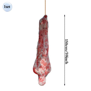 59inch Halloween Corpse Props Set Outdoor Yard Creepy Shroud Decoration Horror Bloody Body Bag Haunted House Hanging Decorations acacuss