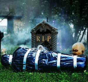 59inch Halloween Corpse Props Set Outdoor Yard Creepy Shroud Decoration Horror Bloody Body Bag Haunted House Hanging Decorations acacuss