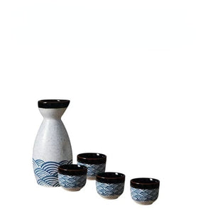 5Pcs Retro Japanese Sake Set Ceramic Flagon Liquor Cup 1 Pot 4 Cups Home Bar Sake White Wine Pot Creative Drinkware Gifts acacuss