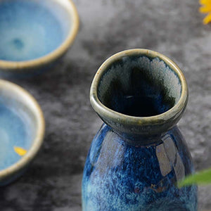 5Pcs Retro Japanese Sake Set Ceramic Flagon Liquor Cup 1 Pot 4 Cups Home Bar Sake White Wine Pot Creative Drinkware Gifts acacuss