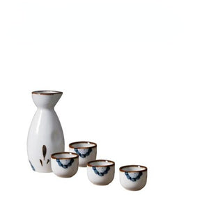 5Pcs Retro Japanese Sake Set Ceramic Flagon Liquor Cup 1 Pot 4 Cups Home Bar Sake White Wine Pot Creative Drinkware Gifts acacuss