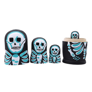 5Pcs/Set Skull Russian Dolls Hand Painted Home Decor Birthday Gifts Baby Toy Nesting Dolls Wooden Matryoshka Toys acacuss