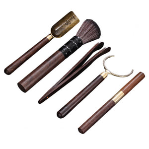 5Pcs/Set Tea Ceremony Heat-resistant Kung Fu Tea Tools Wooden Chinese Gongfu Teaspoon Tea Tong Needle Set Tearoom Supplies acacuss