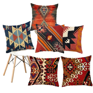 Bohemian Patterns Linen Cushions Case Multicolors Abstract Ethnic Geometry Print Decorative Pillows Case Living Room Sofa Pillow acacuss