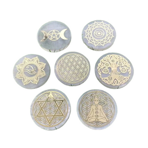 6CM Natural Crystal Selenite Slice Slab White Gypsum 7 Chakras Flower of Life Charging Plate Yoga Meditation Fengshui Healing acacuss