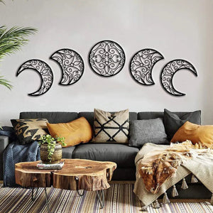 5pcs Black Moon Decoration Wall Hanging 3D Moon Phase Spiritual Bedroom Wall Decor Nordic Bohemian Style Christmas Home Decor acacuss