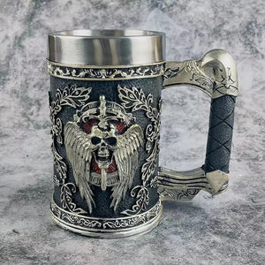 600MLMedieval Angel of Death, Personalized Creative Mug, Arge Capacity 304 Stainless Steel High Color Value Bar Resin Beer Glass acacuss