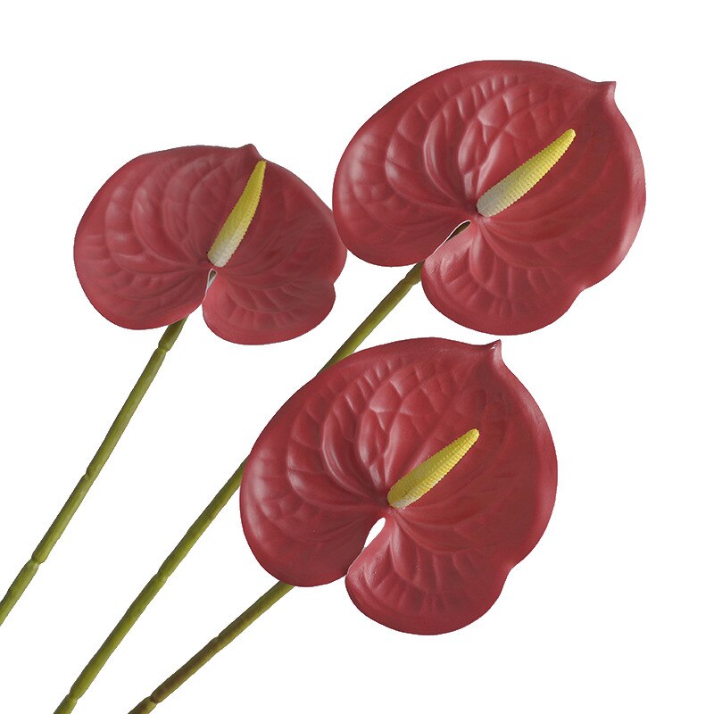 artificial anthurium andraeanum 60CM Artificial Anthurium Plants Living Room Home Decoration Simulation 3D Printing Film for Home Aesthetic Room Decor E