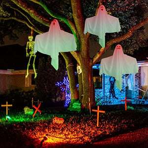 65*60cm Halloween Ghost Hanging Decorations Halloween Hanging Light Up White Flying Ghosts Tree Window Wall Scary Ornament acacuss