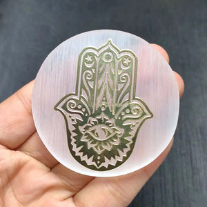 6CM Natural Crystal Selenite Slice Slab White Gypsum 7 Chakras Flower of Life Charging Plate Yoga Meditation Fengshui Healing acacuss