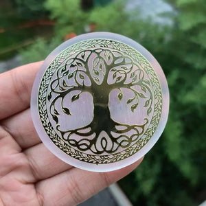 6CM Natural Crystal Selenite Slice Slab White Gypsum 7 Chakras Flower of Life Charging Plate Yoga Meditation Fengshui Healing acacuss